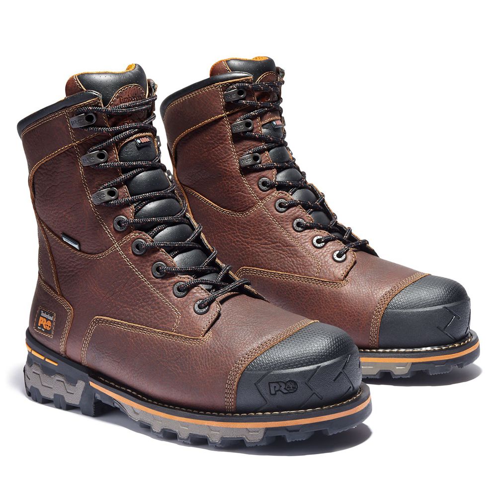 Bocanci De Muncă Timberland Barbati Maro/Negrii - Pro® Boondock 8\" Soft Toe - Romania - JICYLE184